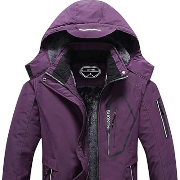 Women's Purple Waterproof Snow Ski Hooded Snowboarding Jacket Sz XXL - Picture 1 of 6